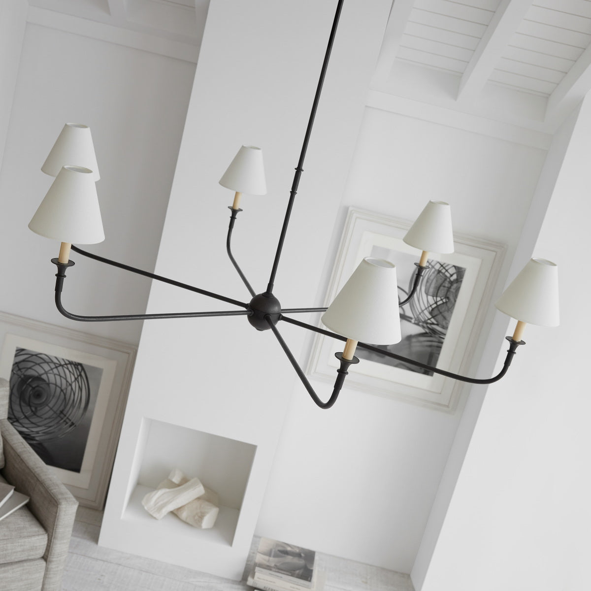 Pendant Light | Vintage Fabric Shade Chandelier