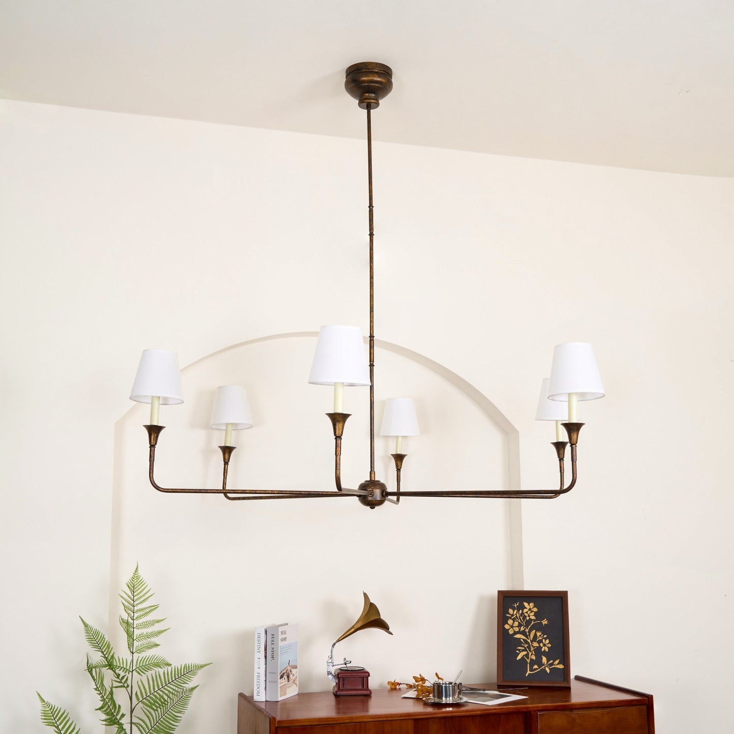 Pendant Light | Vintage Fabric Shade Chandelier