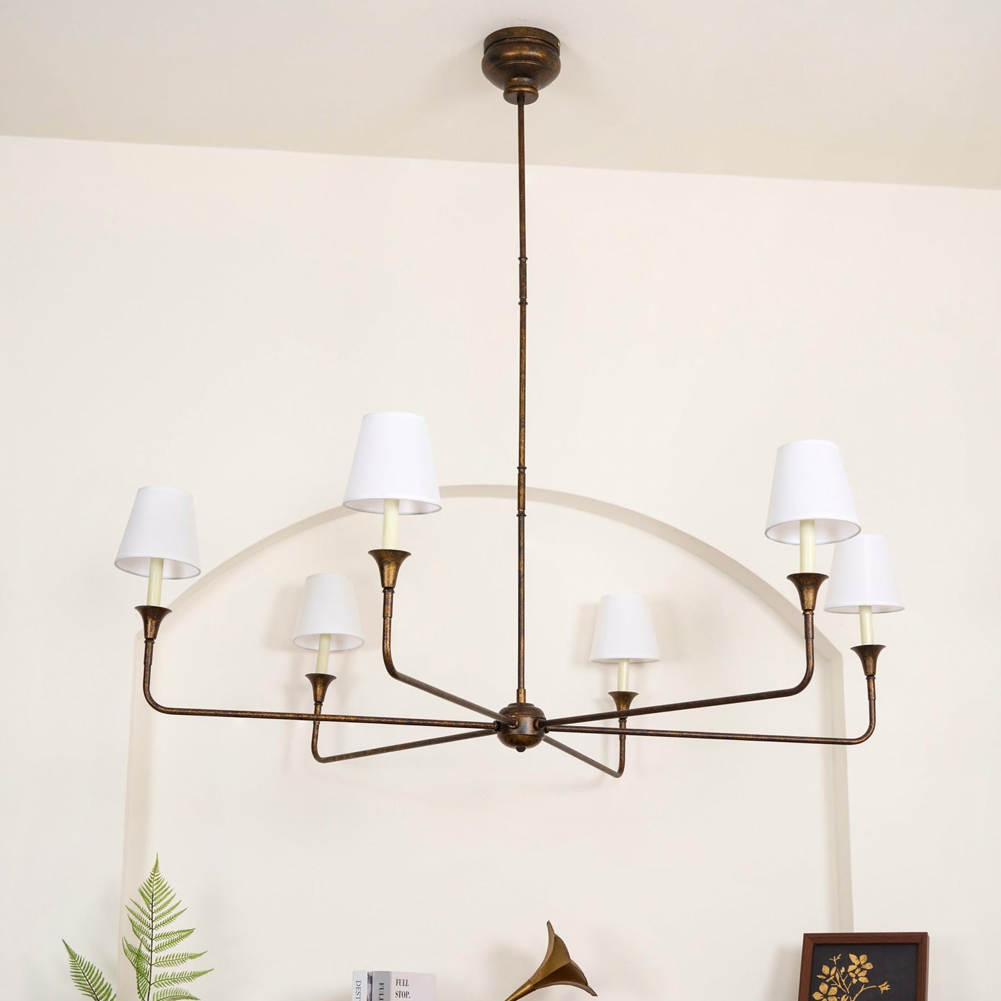 Pendant Light | Vintage Fabric Shade Chandelier