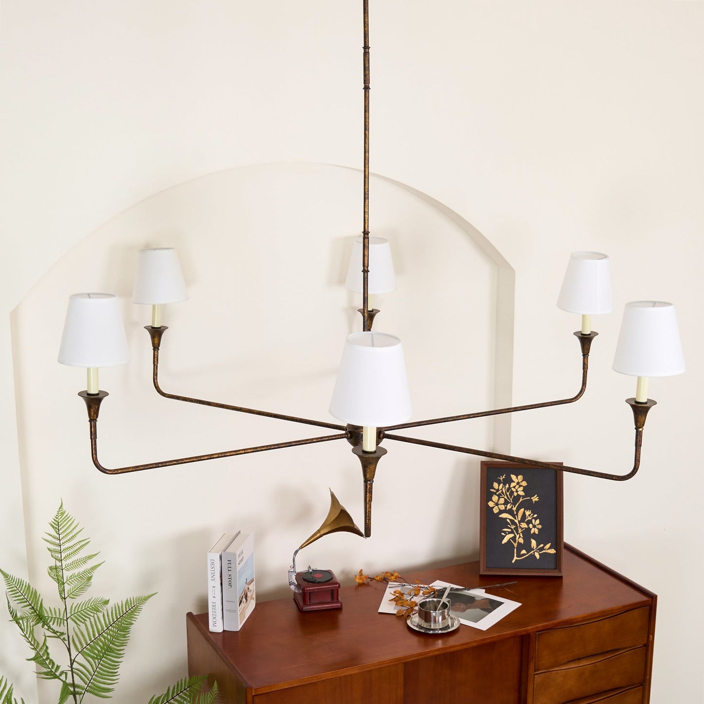Pendant Light | Vintage Fabric Shade Chandelier