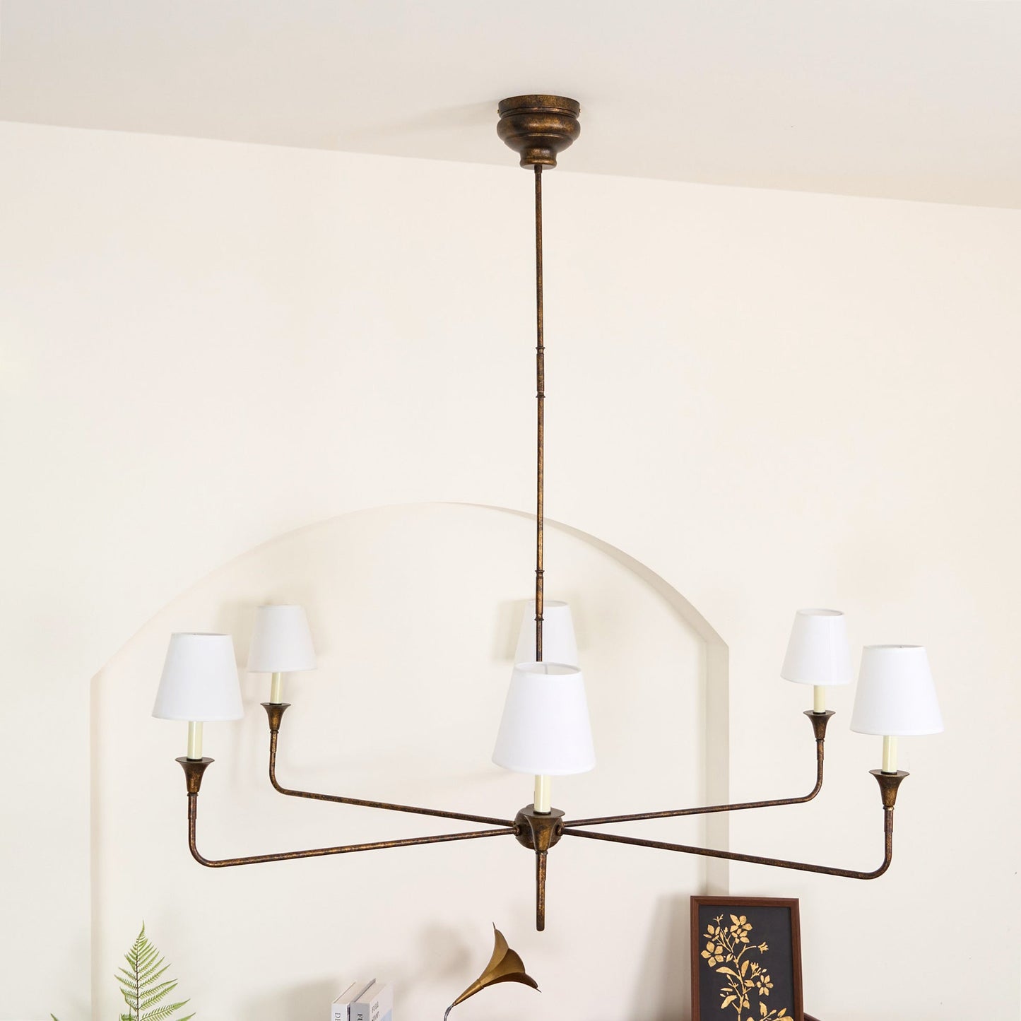 Pendant Light | Vintage Fabric Shade Chandelier