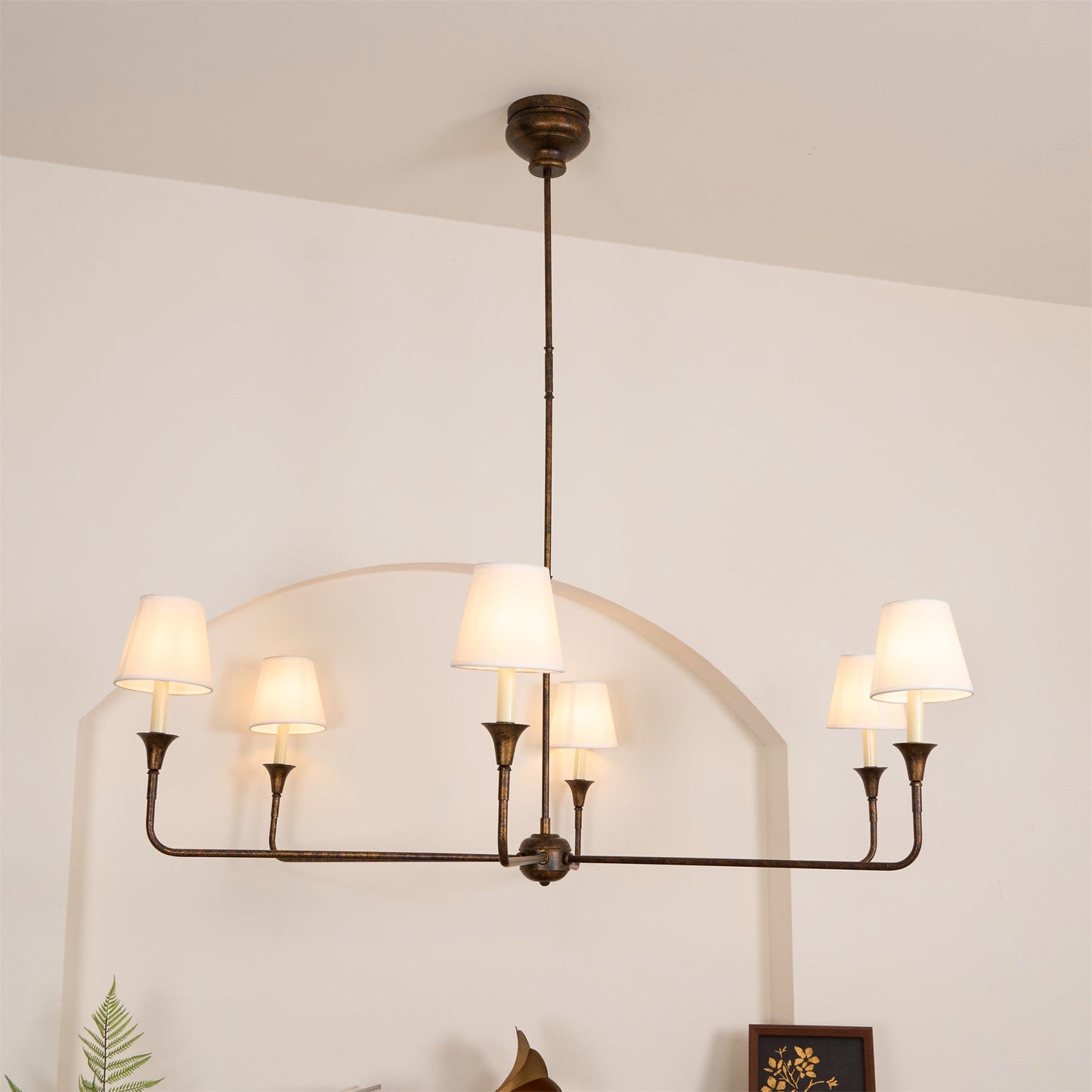 Pendant Light | Vintage Fabric Shade Chandelier