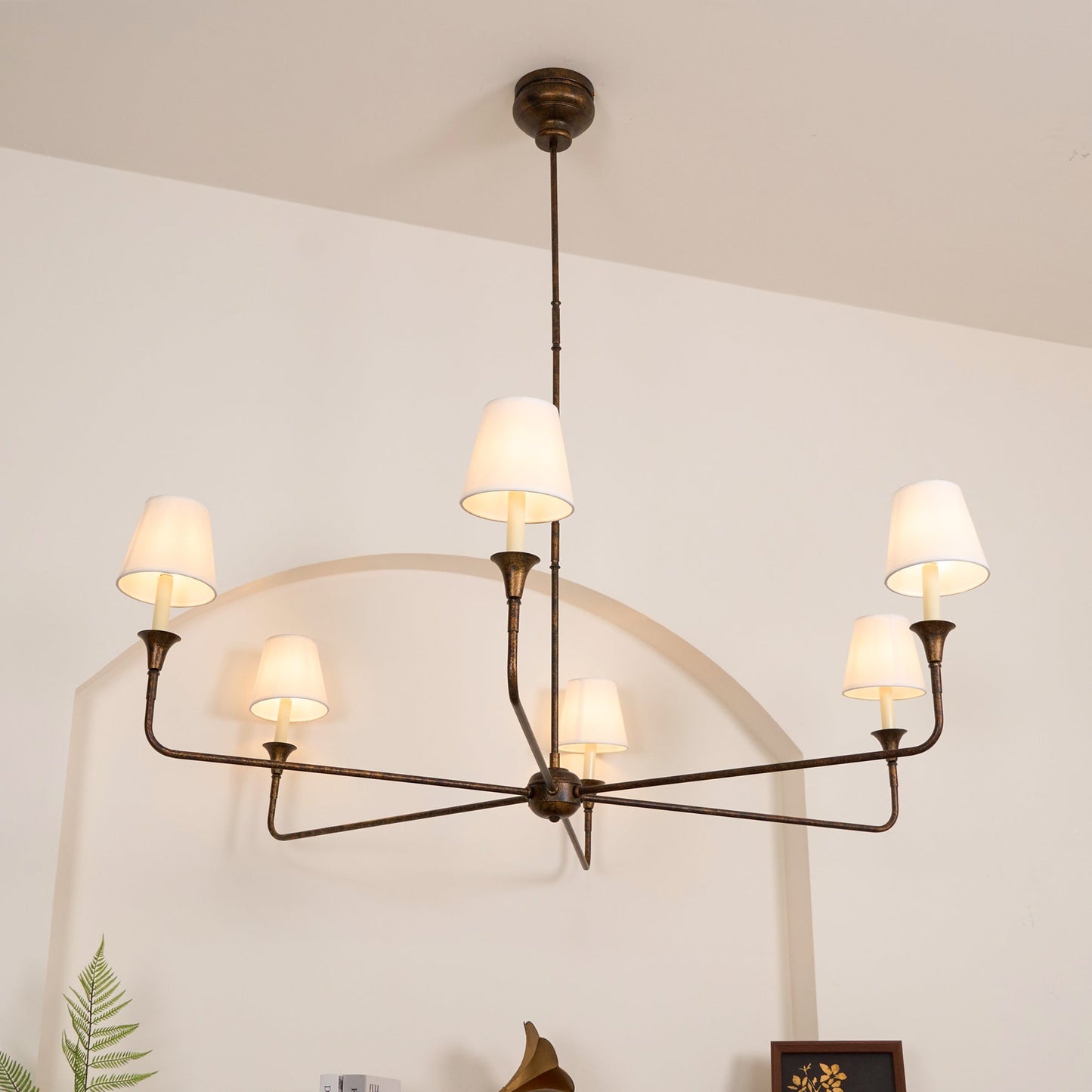 Pendant Light | Vintage Fabric Shade Chandelier