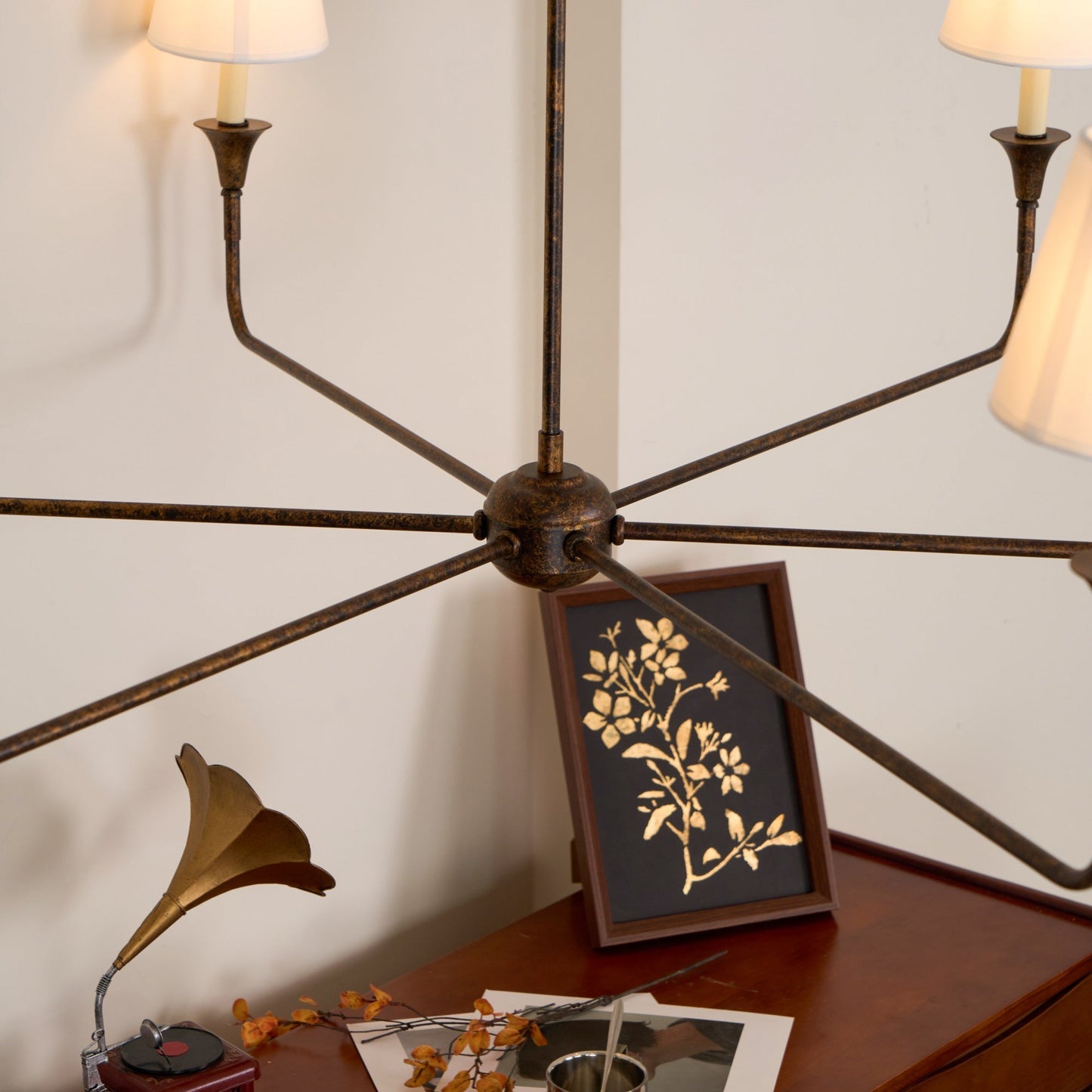 Pendant Light | Vintage Fabric Shade Chandelier