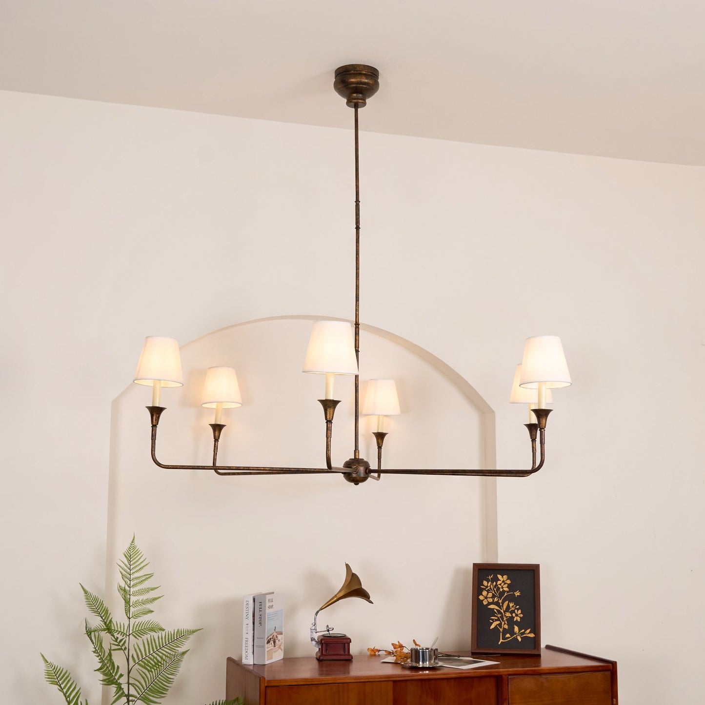 Pendant Light | Vintage Fabric Shade Chandelier