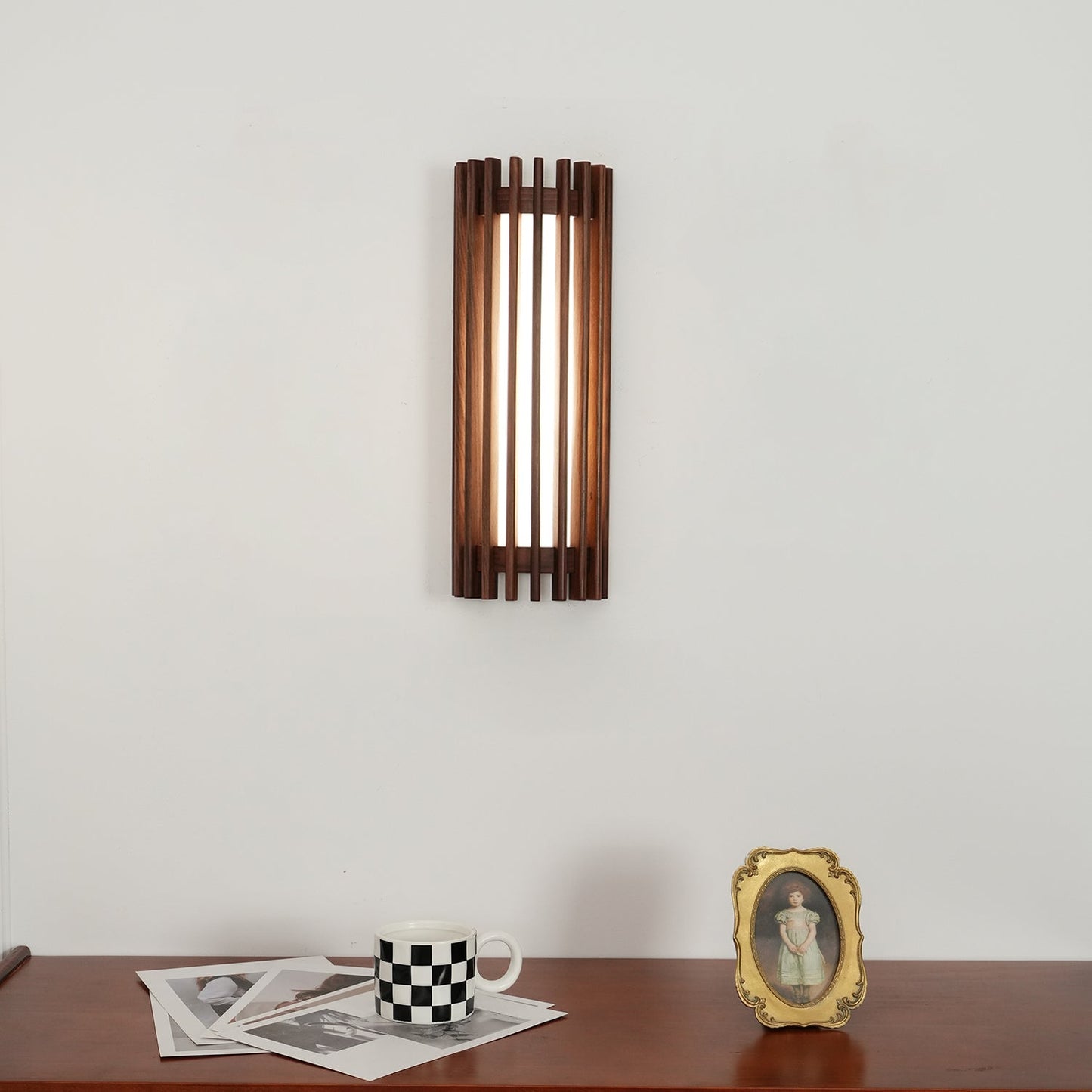 Wall Light | Walnut Slat Wood Design