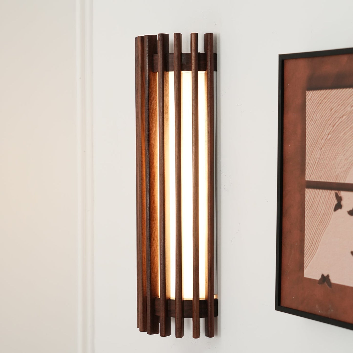 Wall Light | Walnut Slat Wood Design