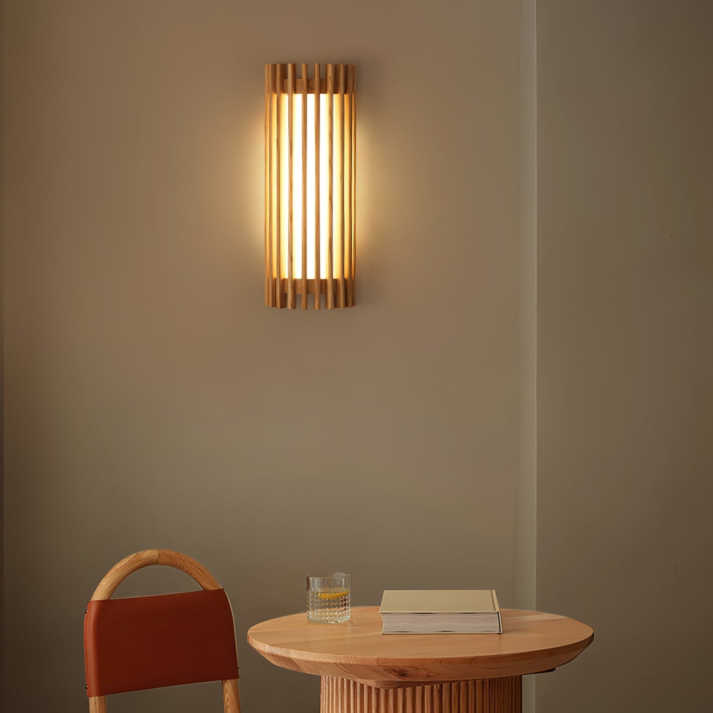 Wall Light | Walnut Slat Wood Design