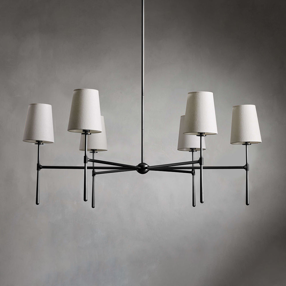 Pendant Light | Mid-Century Fabric Shade Chandelier