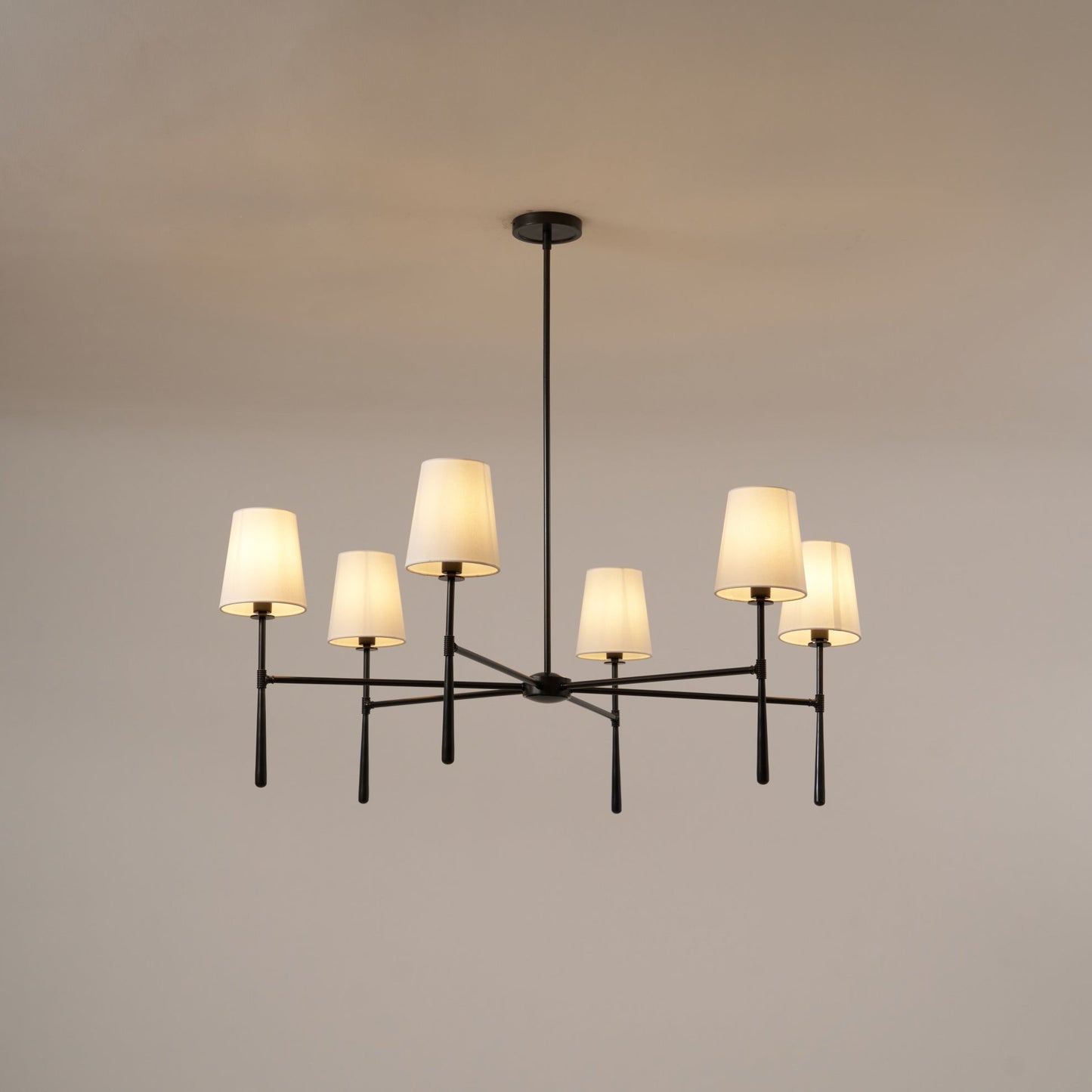 Pendant Light | Mid-Century Fabric Shade Chandelier