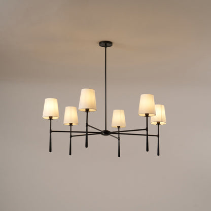 Pendant Light | Mid-Century Fabric Shade Chandelier