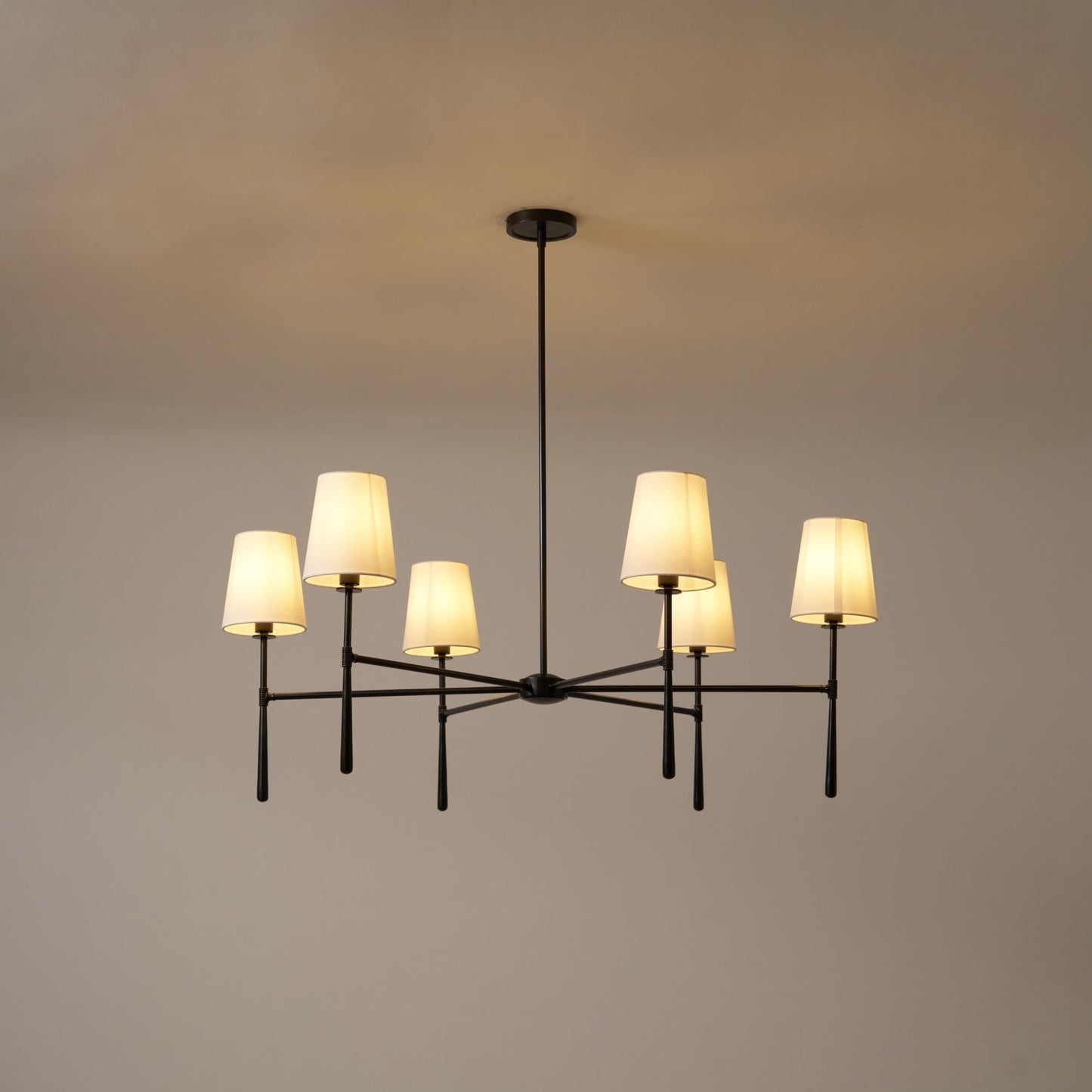 Pendant Light | Mid-Century Fabric Shade Chandelier