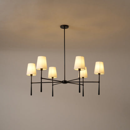 Pendant Light | Mid-Century Fabric Shade Chandelier