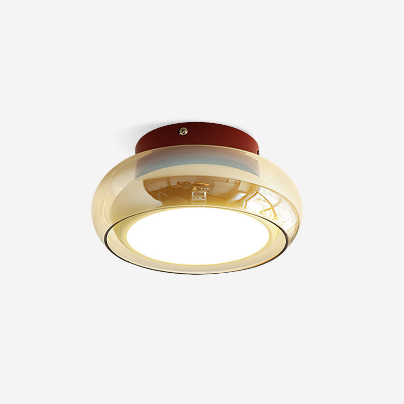 Ceiling Light | Retro Amber Glass Flush Mount