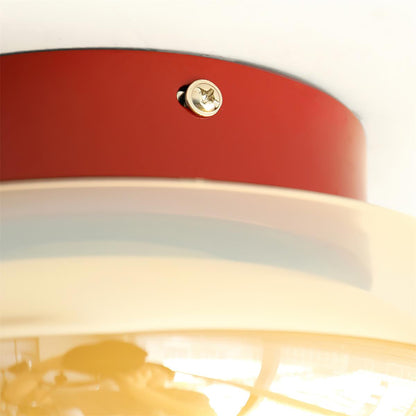Ceiling Light | Retro Amber Glass Flush Mount