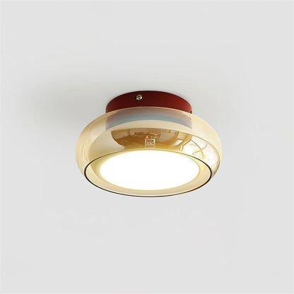 Ceiling Light | Retro Amber Glass Flush Mount