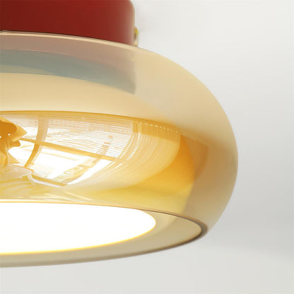 Ceiling Light | Retro Amber Glass Flush Mount