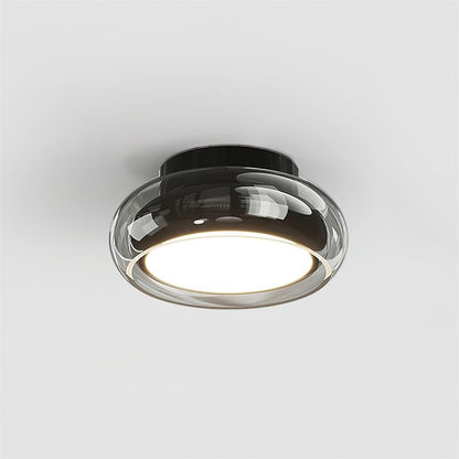 Ceiling Light | Retro Amber Glass Flush Mount