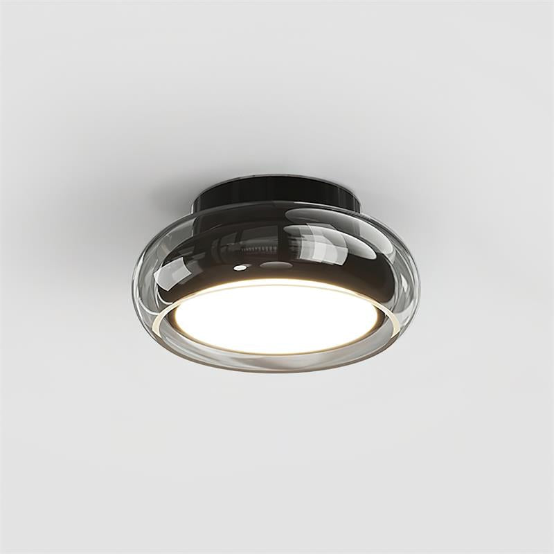 Ceiling Light | Retro Amber Glass Flush Mount
