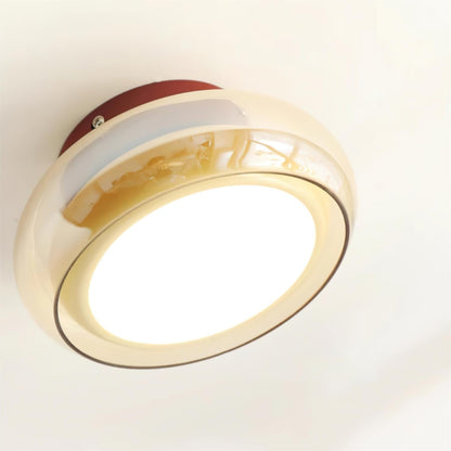 Ceiling Light | Retro Amber Glass Flush Mount