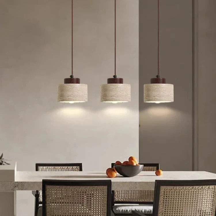 Pendant Light | Natural Stone Drum Design