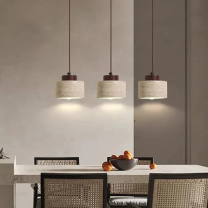 Pendant Light | Natural Stone Drum Design