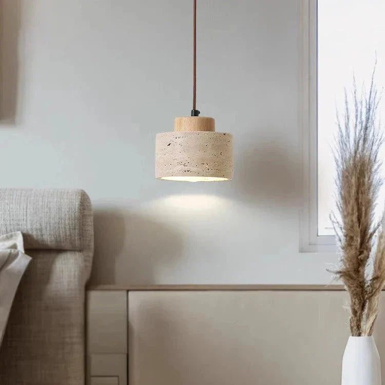 Pendant Light | Natural Stone Drum Design