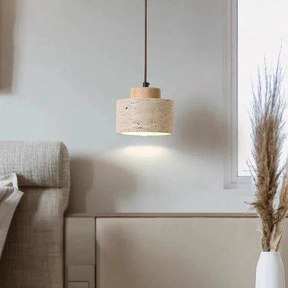 Pendant Light | Natural Stone Drum Design