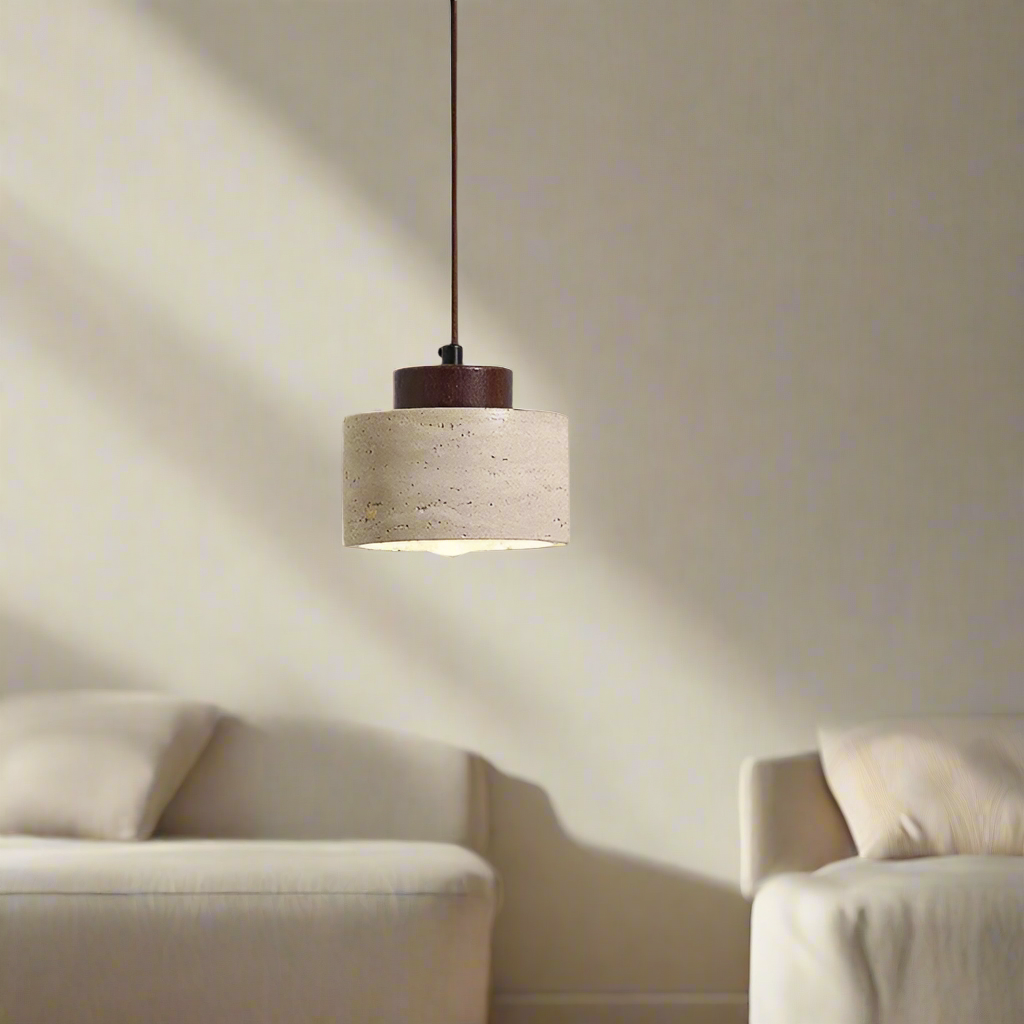 Pendant Light | Natural Stone Drum Design