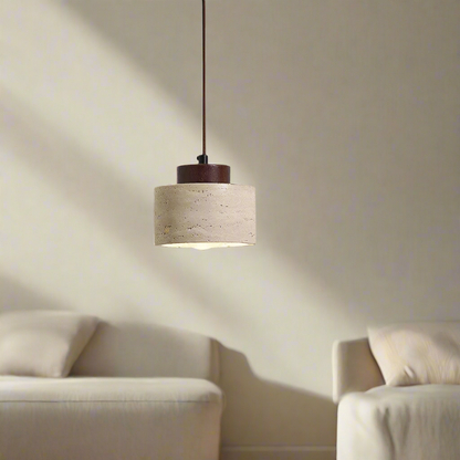 Pendant Light | Natural Stone Drum Design