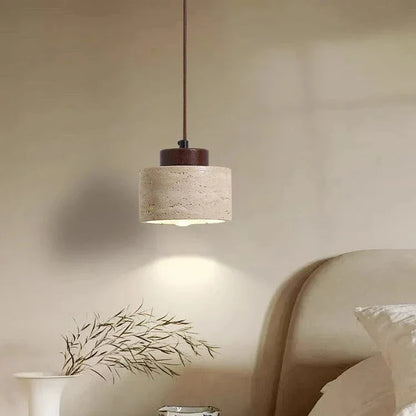 Pendant Light | Natural Stone Drum Design