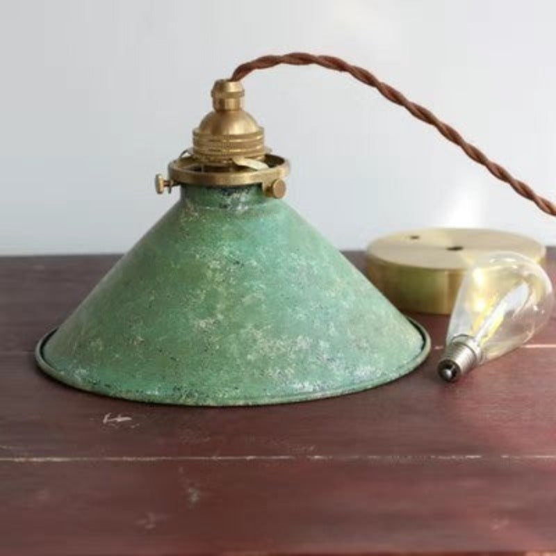 Pendant Light | Vintage Patina Cone Design