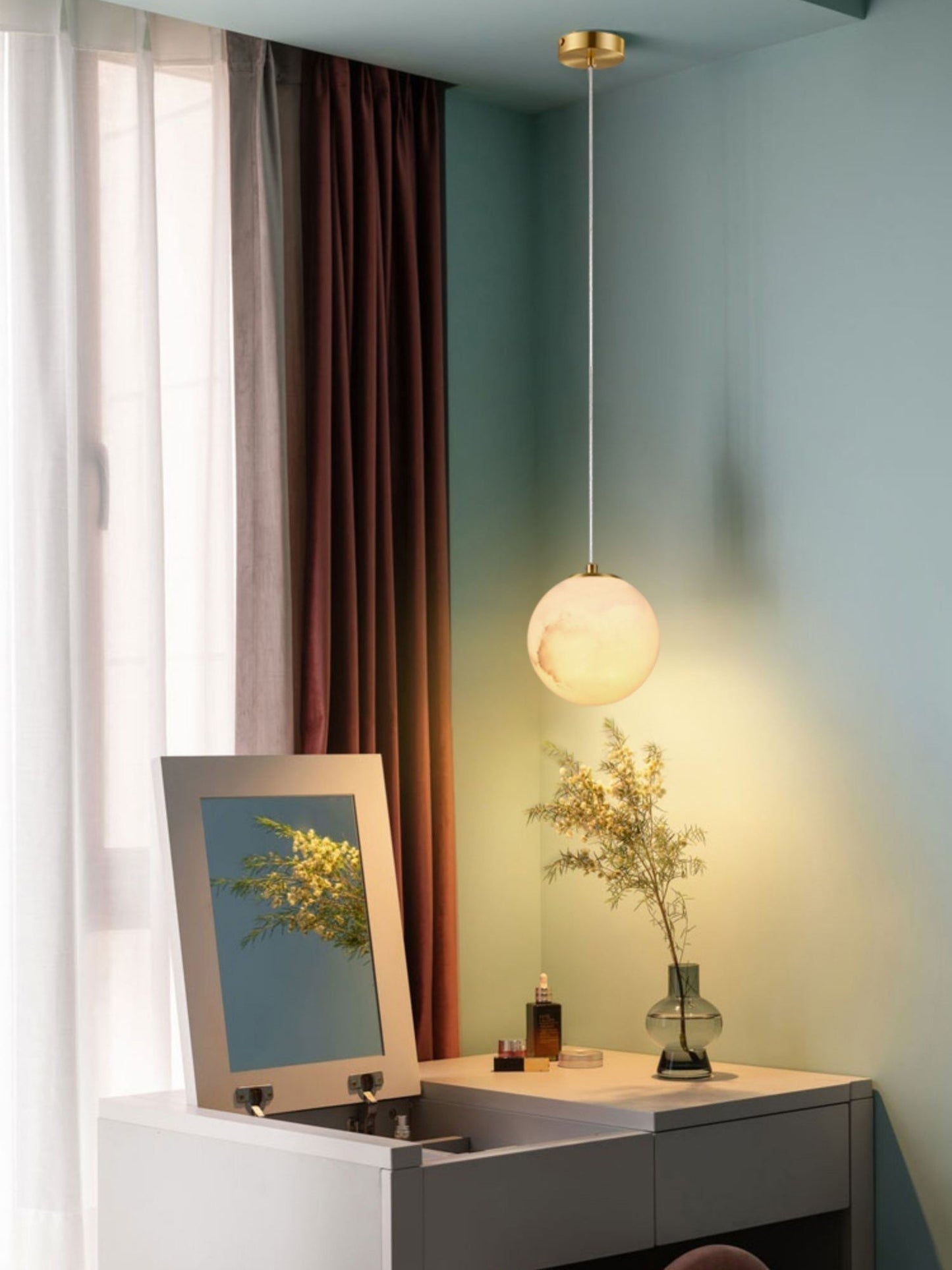 Pendant Light | Natural Stone Globe Design