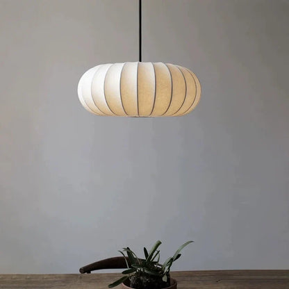 Pendant Light | Oval Ribbed Silk Shade