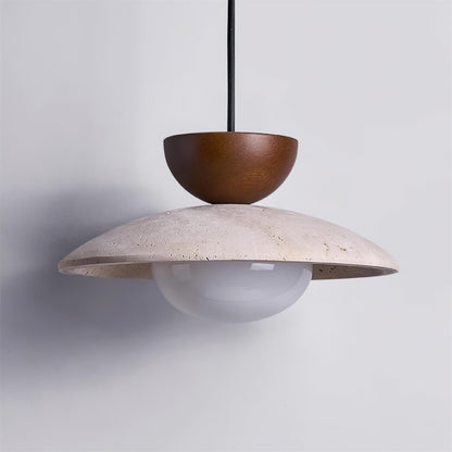 Pendant Light | Travertine Wood Dome Design