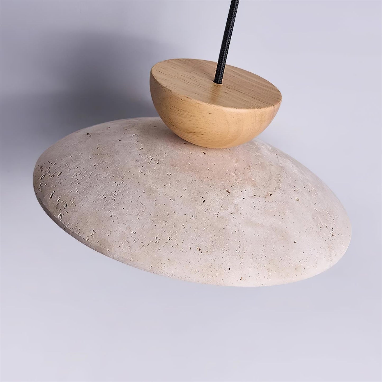 Pendant Light | Travertine Wood Dome Design