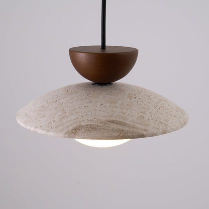 Pendant Light | Travertine Wood Dome Design