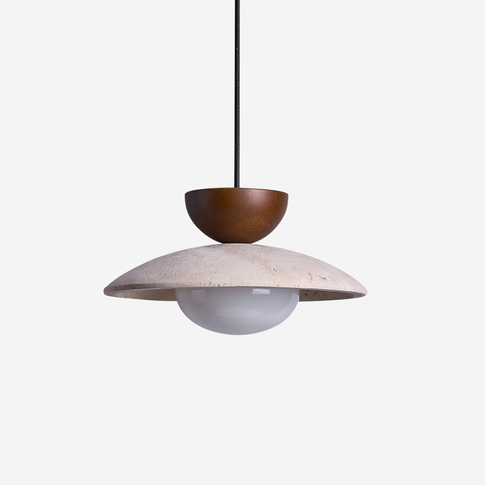 Pendant Light | Travertine Wood Dome Design
