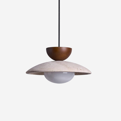 Pendant Light | Travertine Wood Dome Design