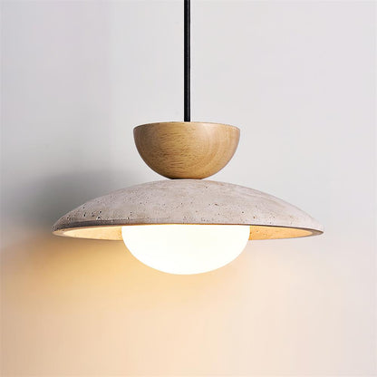 Pendant Light | Travertine Wood Dome Design