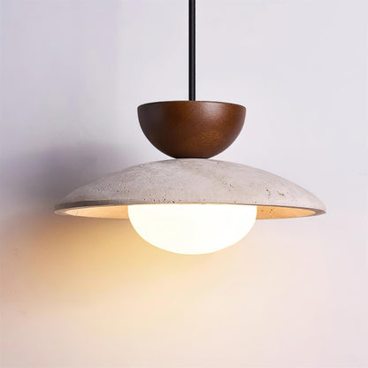 Pendant Light | Travertine Wood Dome Design
