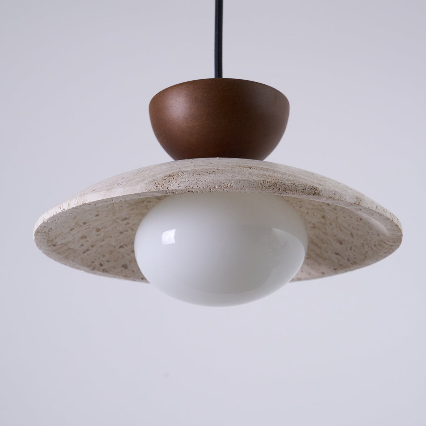 Pendant Light | Travertine Wood Dome Design