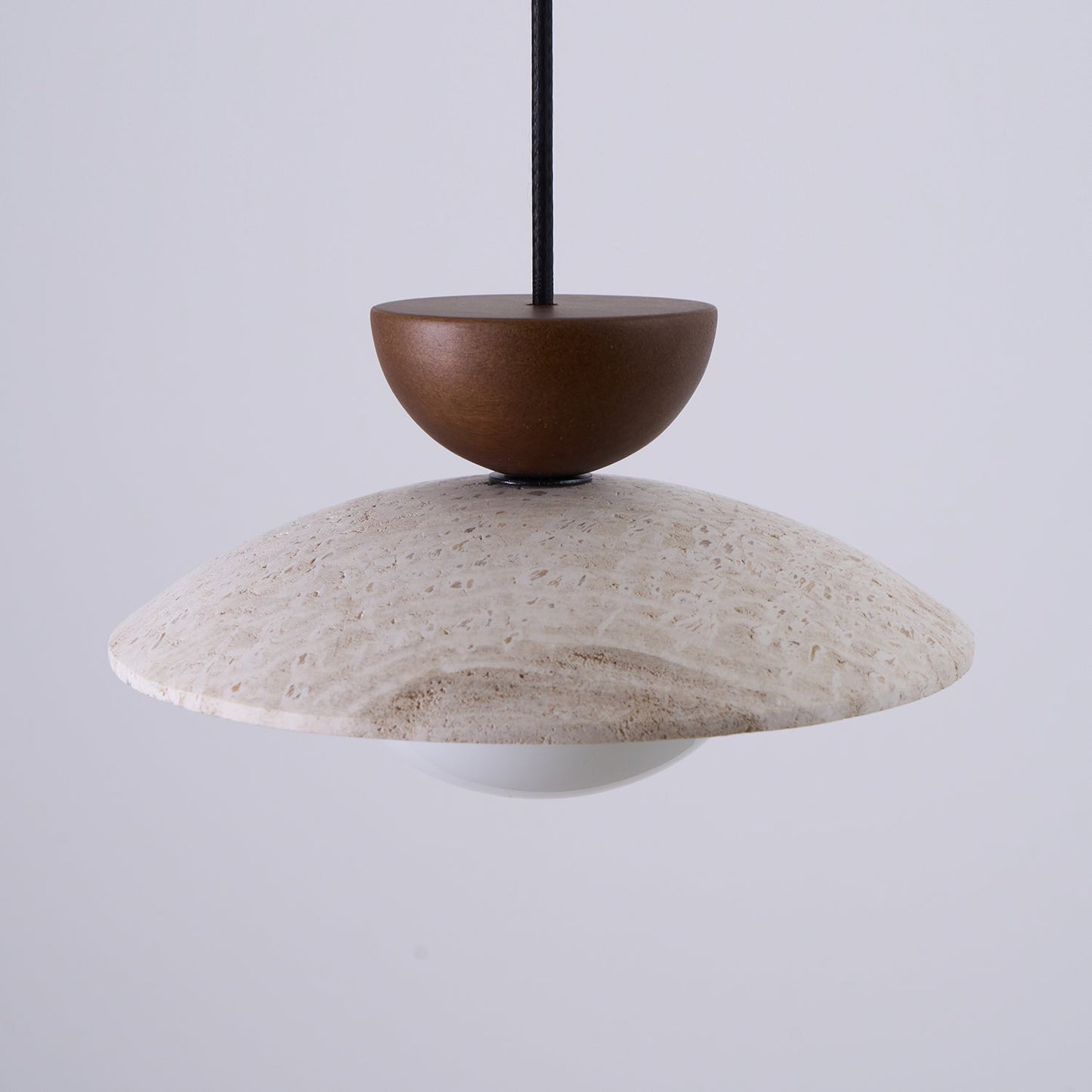 Pendant Light | Travertine Wood Dome Design