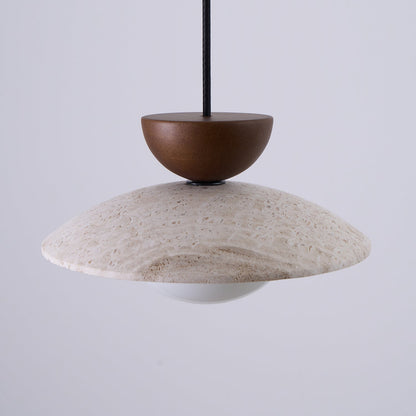 Pendant Light | Travertine Wood Dome Design