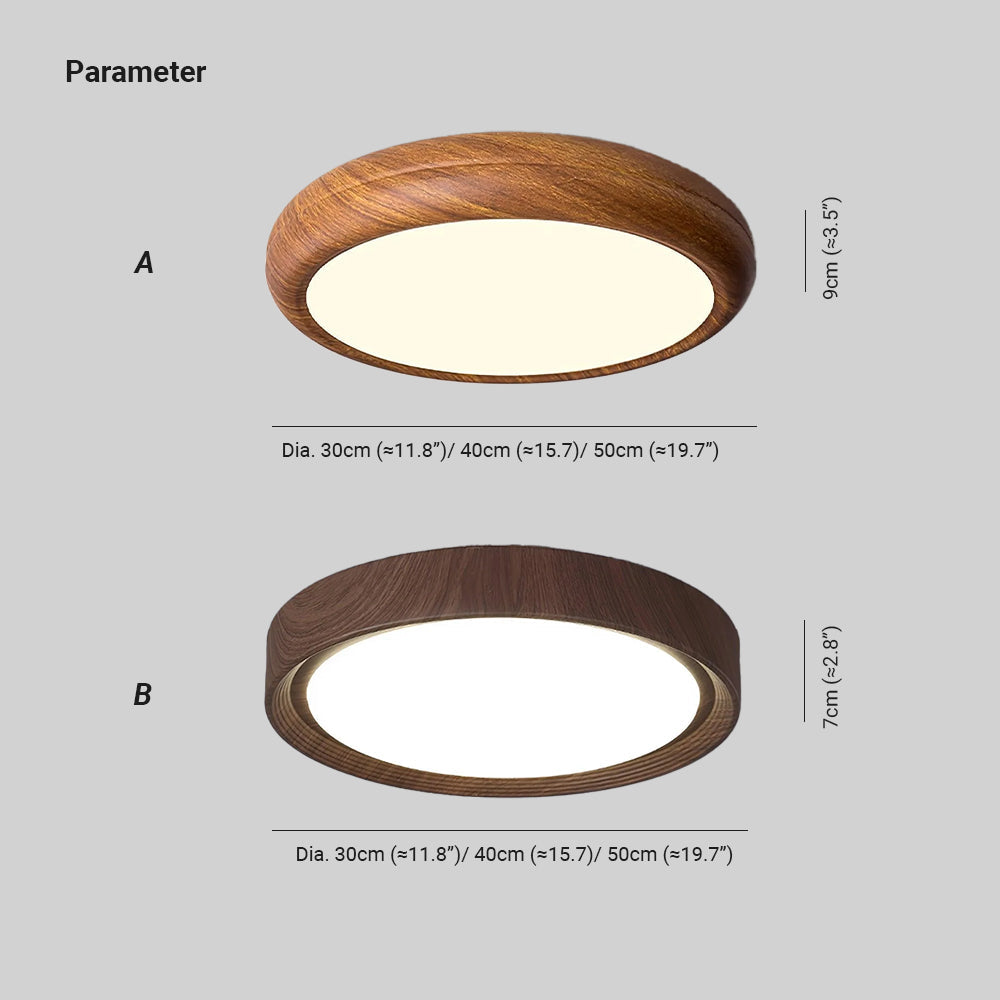 Ceiling Light | Round Wood Grain LED Design