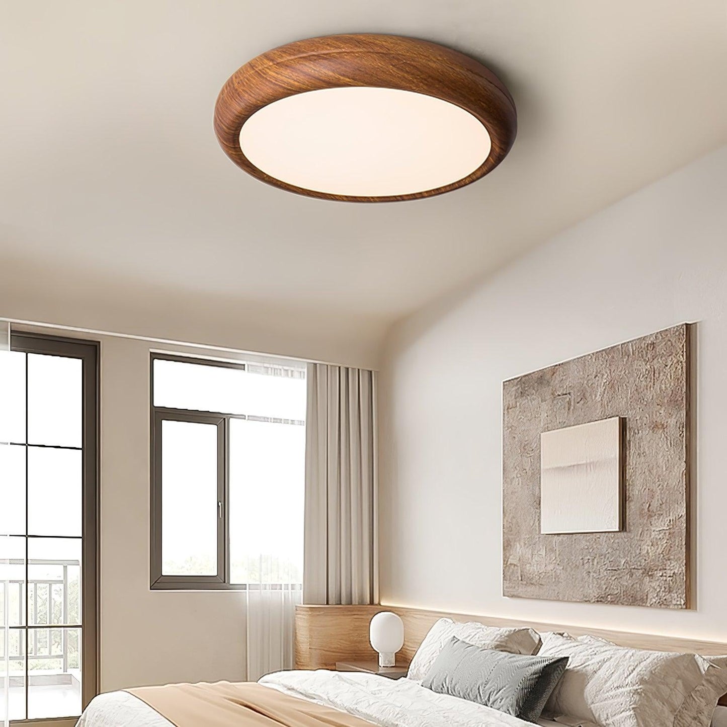 Ceiling Light | Round Wood Grain LED Design