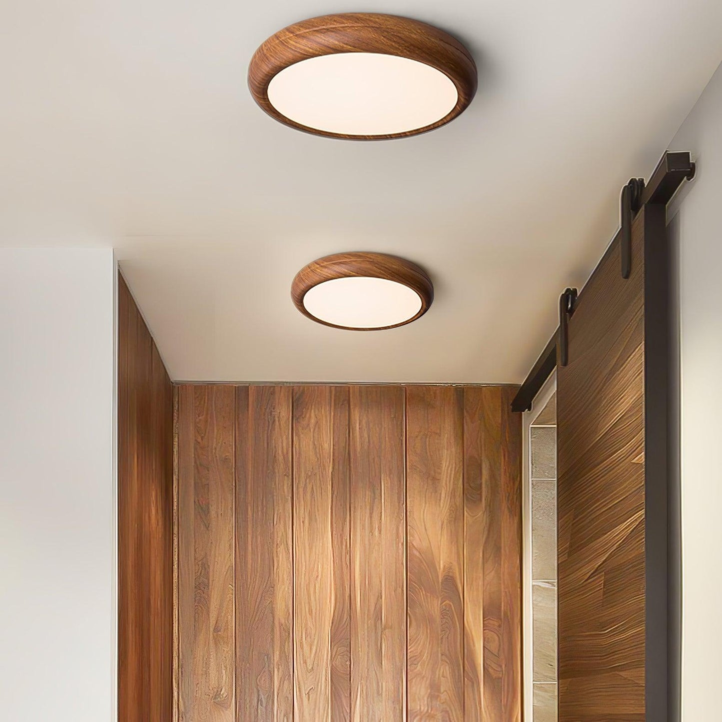 Ceiling Light | Round Wood Grain LED Design