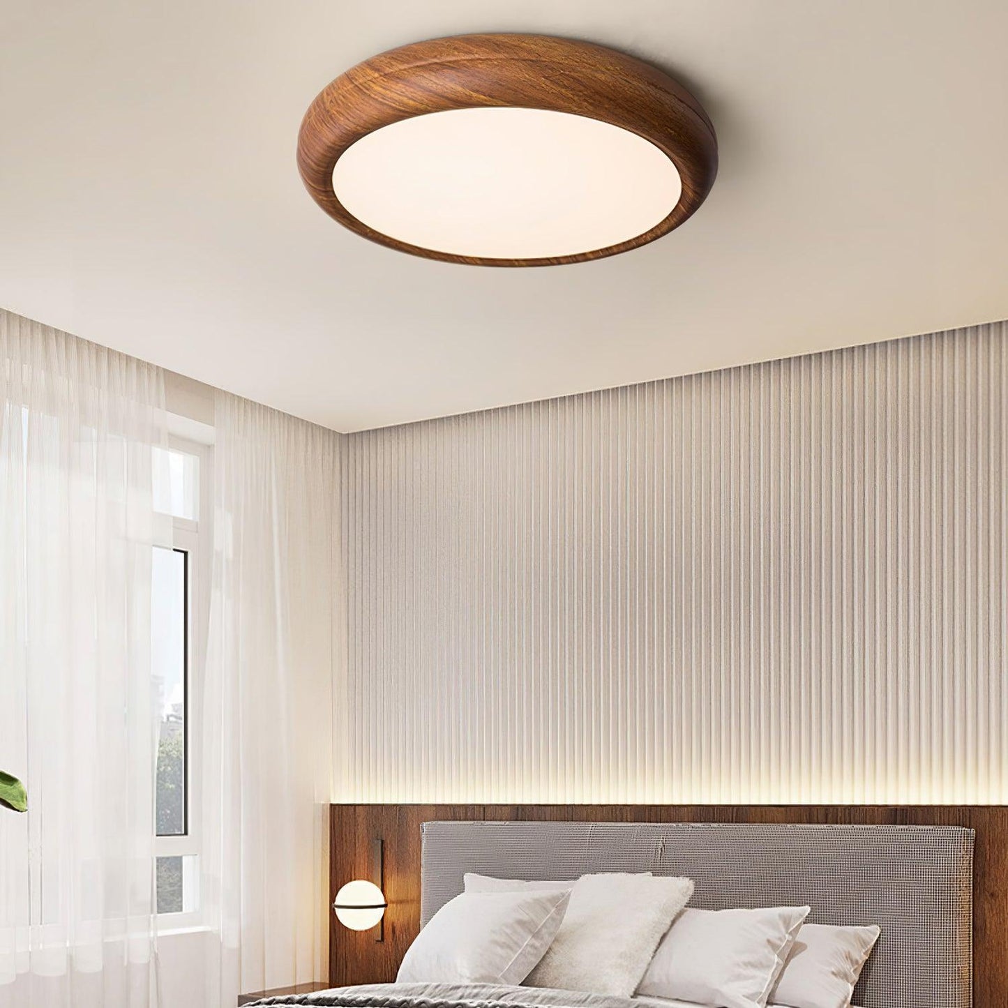 Ceiling Light | Round Wood Grain LED Design
