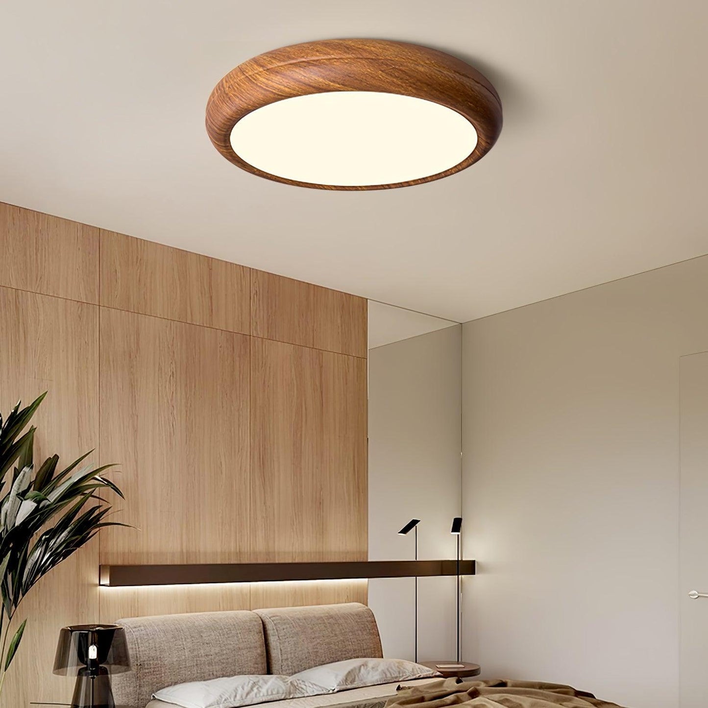 Ceiling Light | Round Wood Grain LED Design
