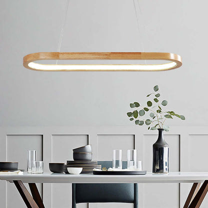 Pendant Light | Oval Wooden LED Bar Design